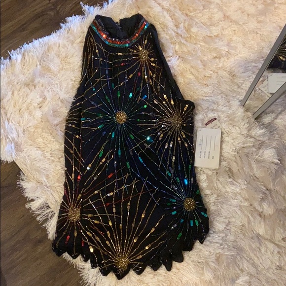 GREAT NEW YEARS TOP!! NWT Vintage Laurence Kazar Beaded Sequin Blouse - Picture 3 of 10